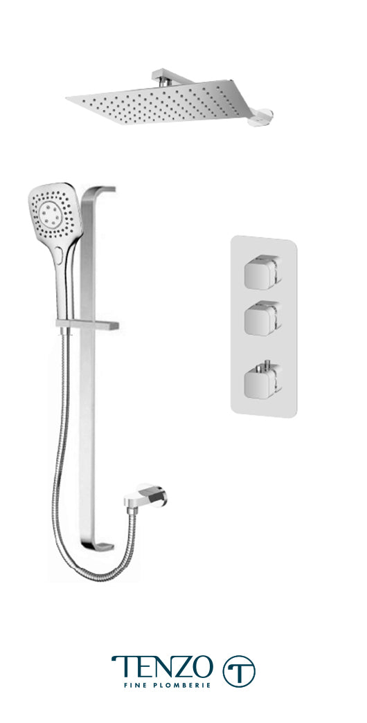 Tenzo Quantum Extenza Kit 2 Functions Thermo Shower System Chrome Finish