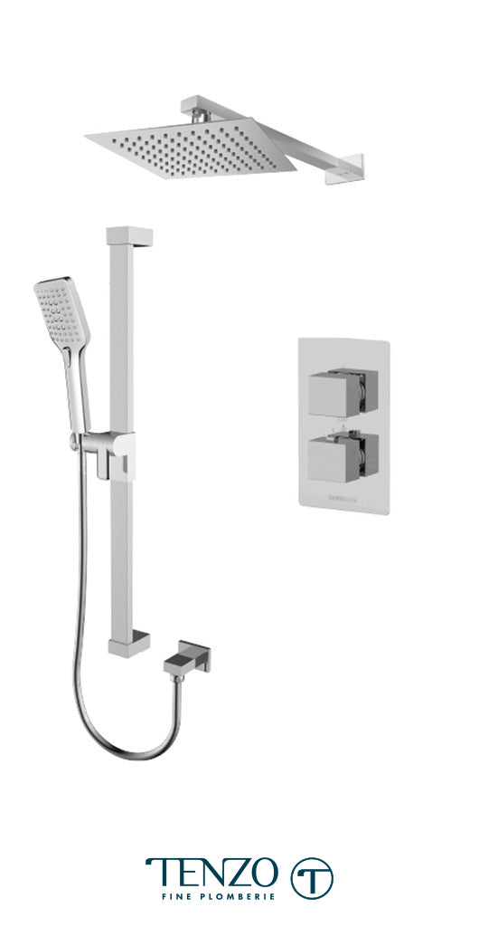 Tenzo Slik T-box Kit 2 Functions Thermo Shower System Chrome Finish