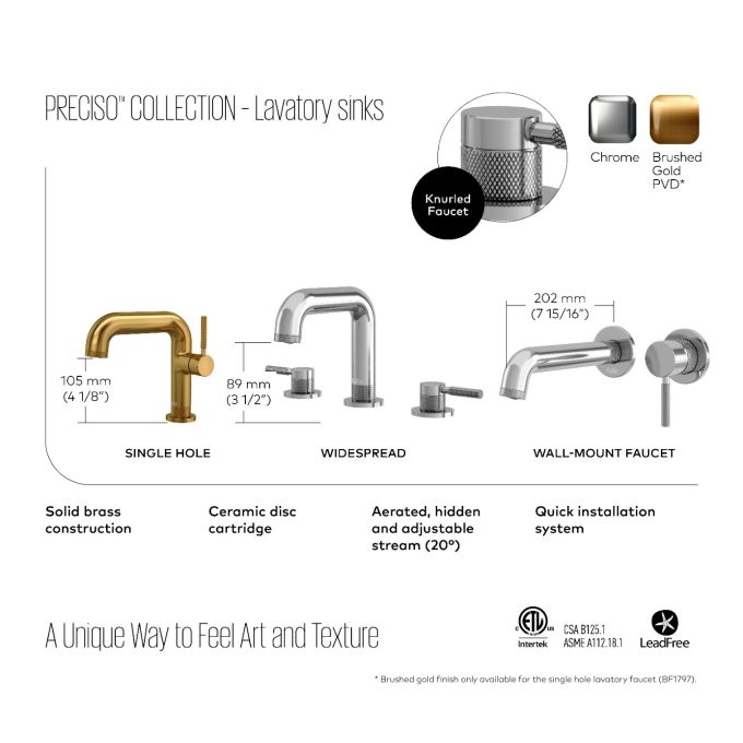 Kalia Preciso Single Hole Lavatory Faucet With Push Drain And Overflow - Brushed Gold