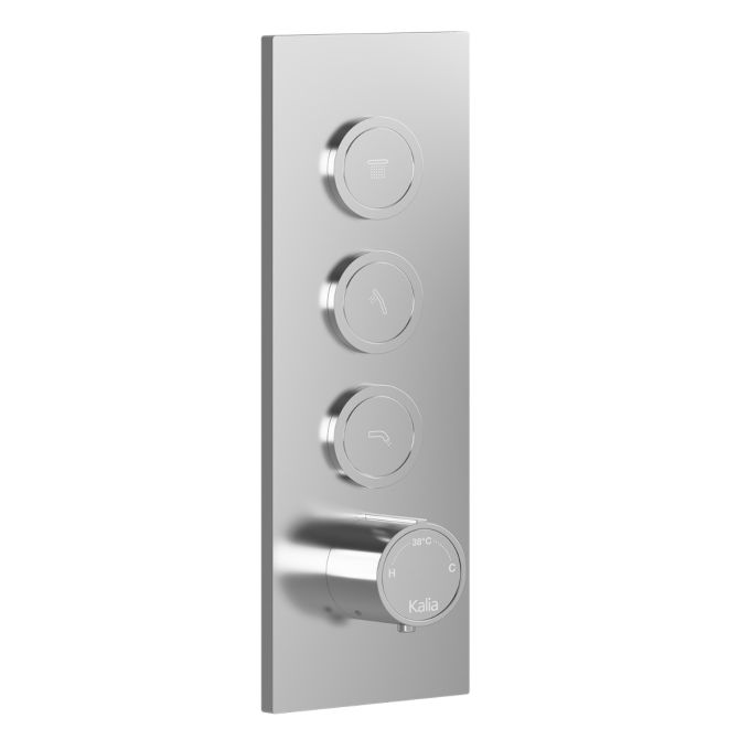 Kalia 3-way Thermostatic 1/2'' Valve With Diverter And Push Buttons Square Decorative Trim