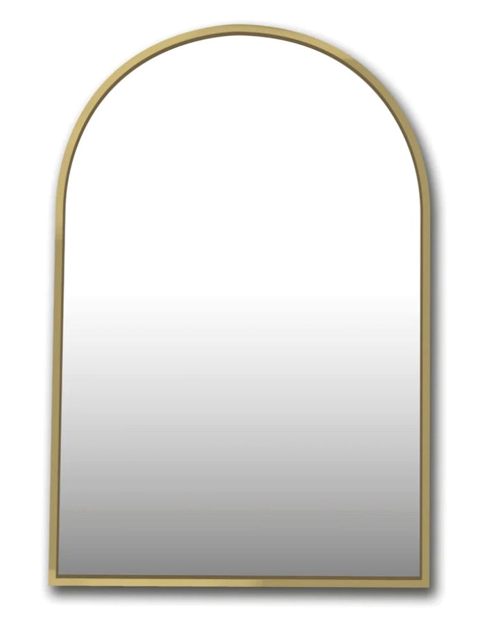 DAWN & DUSK 36-GD 24’’x36’’ Brushed Brass Gold Framed Arch Mirror