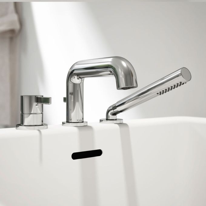 Kalia Basico 3-piece Deckmount Tub Filler With Handshower