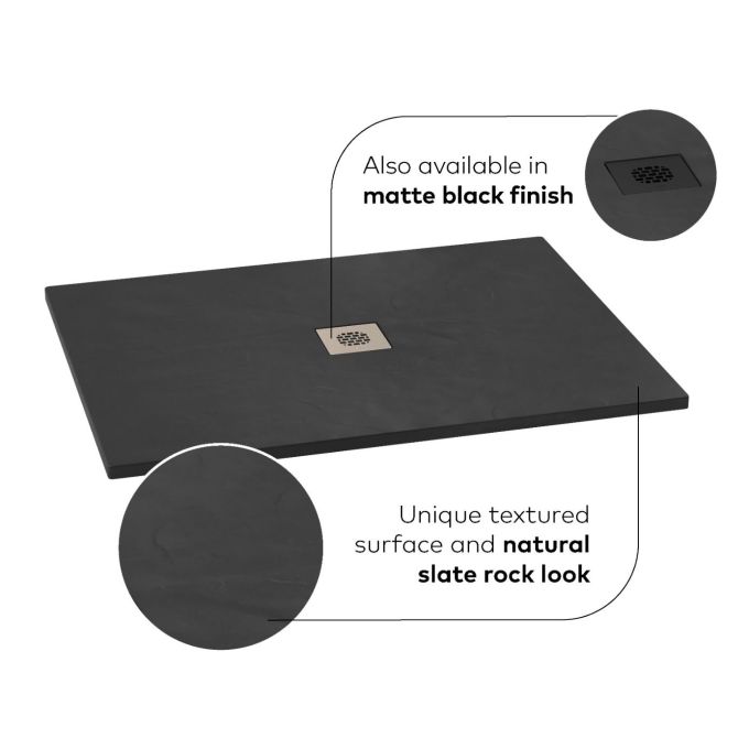 Kalia Lauza Castylat™ Shower Base - 60” x 36” - Textured Black / White