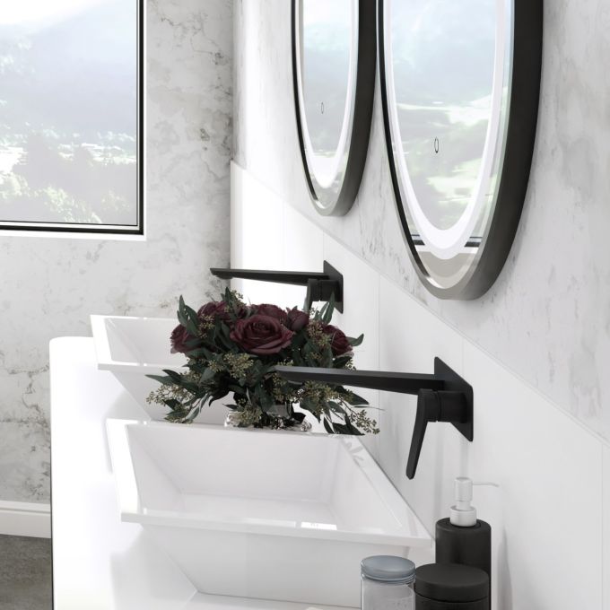 Kalia Moroka Wall-mount Lavatory Faucet With Push Drain And Overflow