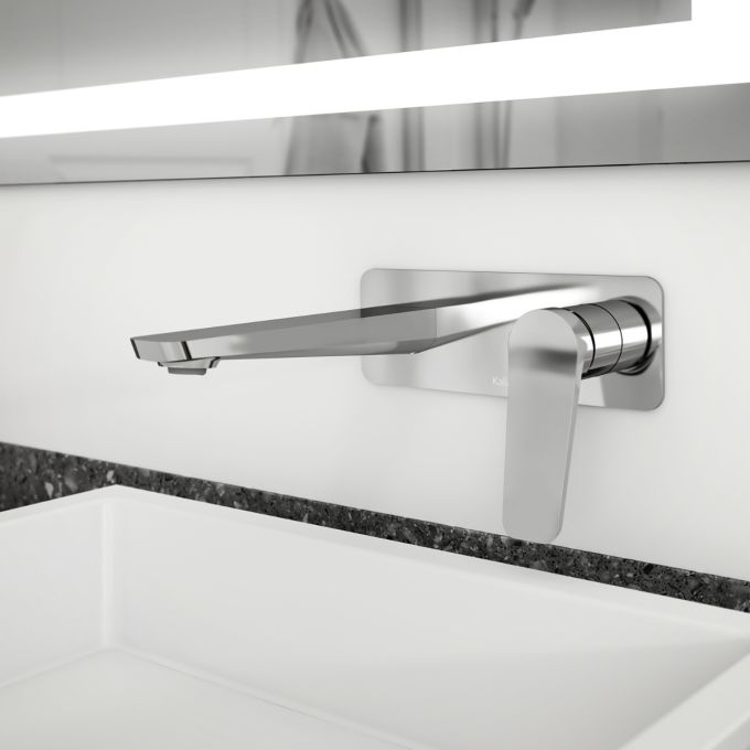 Kalia Moroka Wall-mount Lavatory Faucet With Push Drain And Overflow