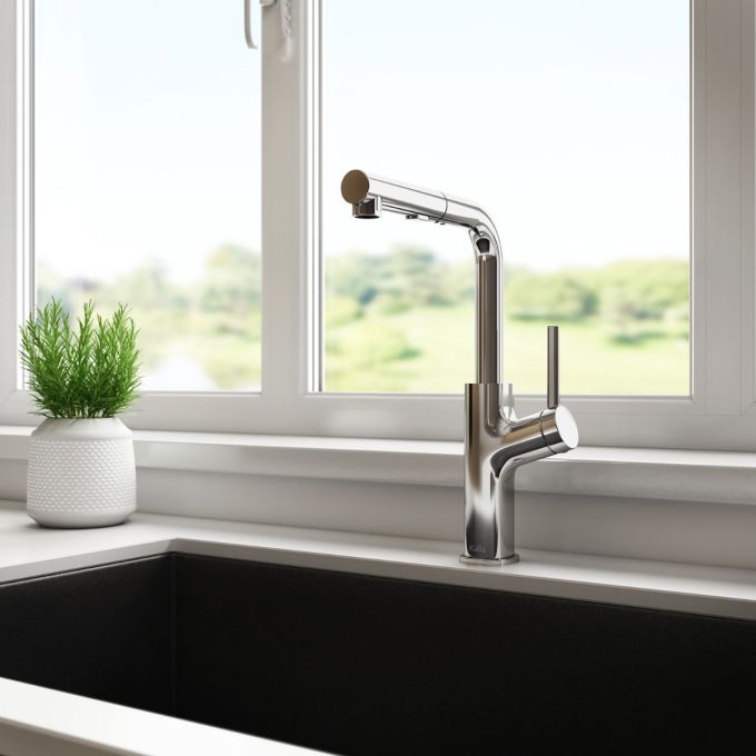 Kalia Masimo Surfer Single Handle Kitchen Faucet Pull-down Dual Spray