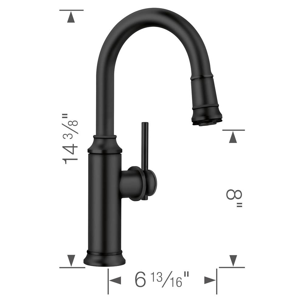 Blanco Canada Empressa Bar/Prep 1.5 GPM, Matte Black