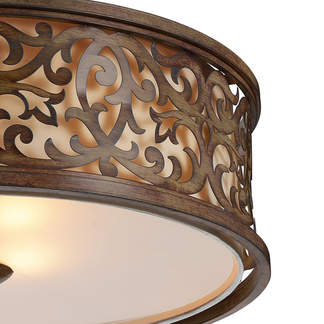 NICOLE 5 LIGHT DRUM SHADE FLUSH MOUNT WITH BRUSHED CHOCOLATE FINISH