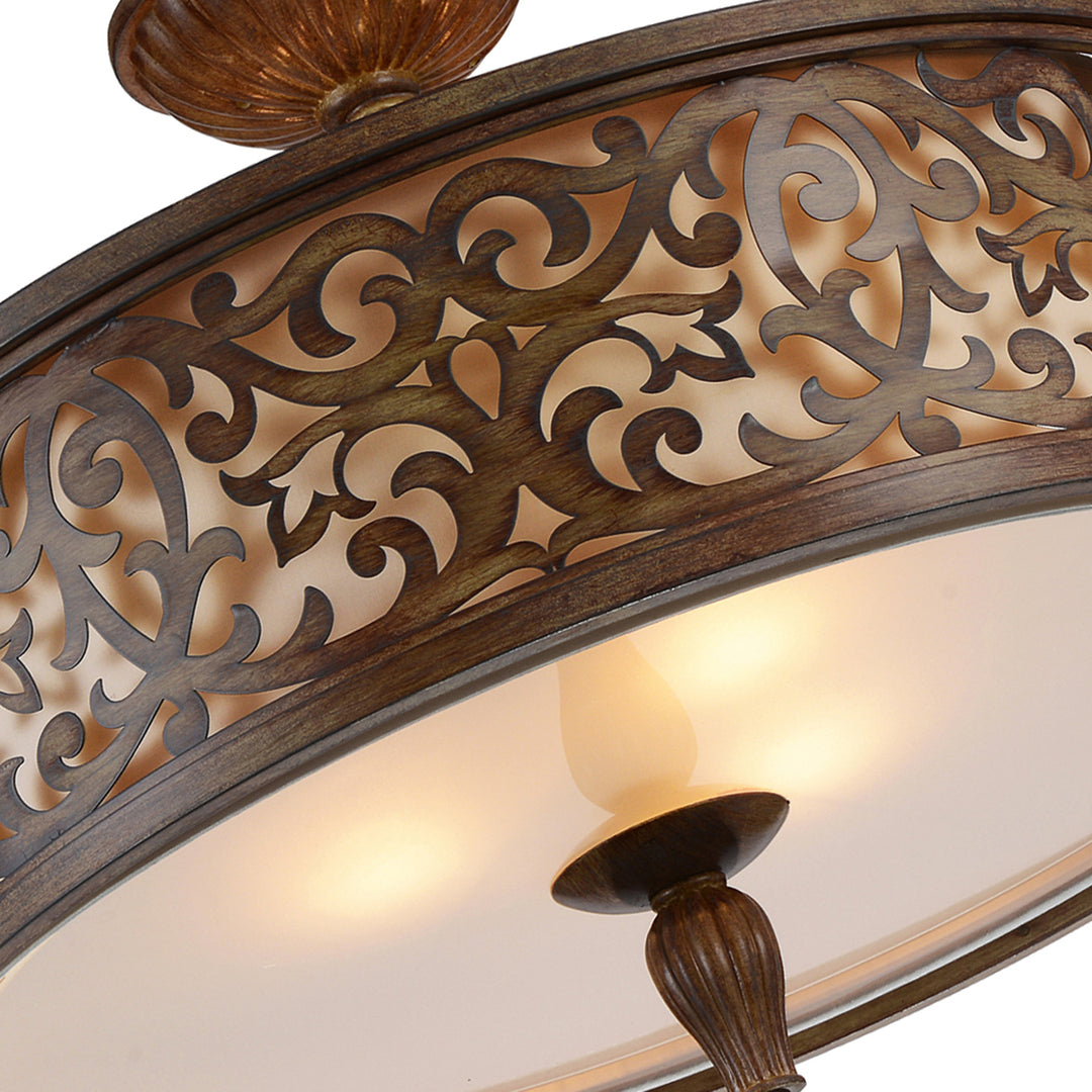 NICOLE 5 LIGHT DRUM SHADE FLUSH MOUNT WITH BRUSHED CHOCOLATE FINISH