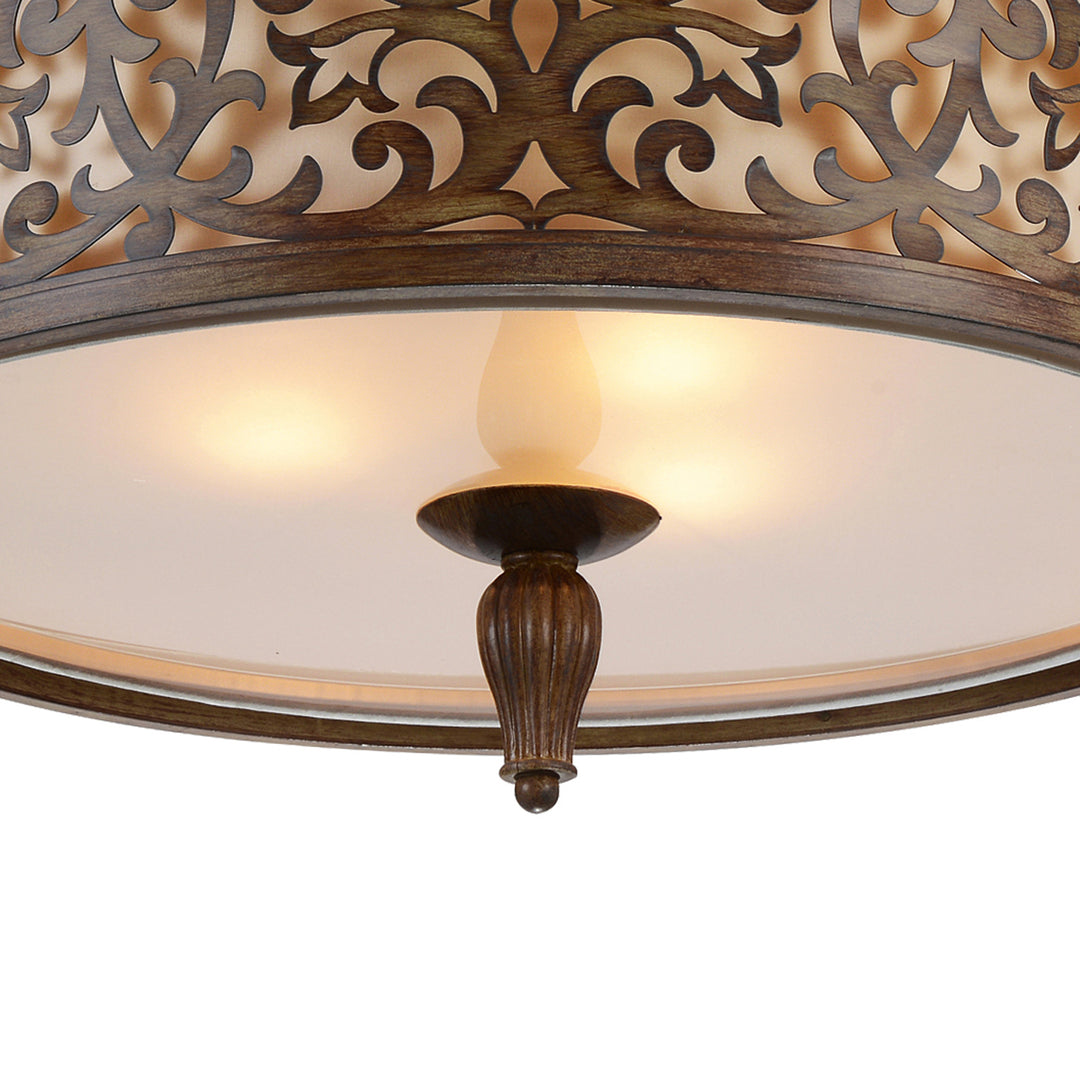 NICOLE 5 LIGHT DRUM SHADE FLUSH MOUNT WITH BRUSHED CHOCOLATE FINISH