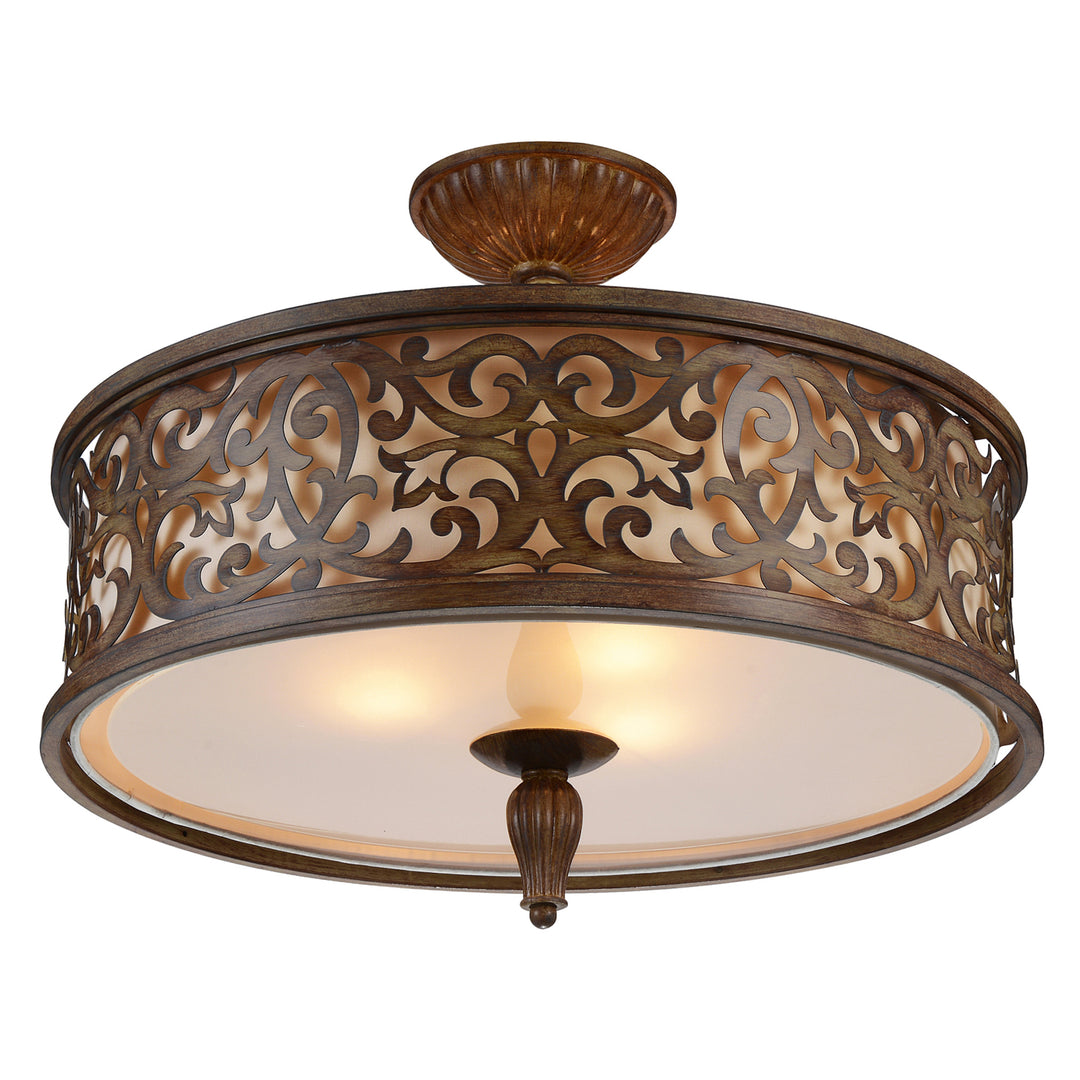 NICOLE 5 LIGHT DRUM SHADE FLUSH MOUNT WITH BRUSHED CHOCOLATE FINISH