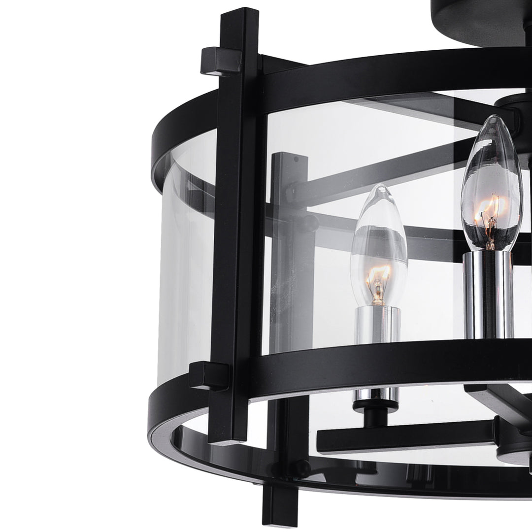 MIETTE 4 LIGHT CAGE FLUSH MOUNT WITH BLACK FINISH