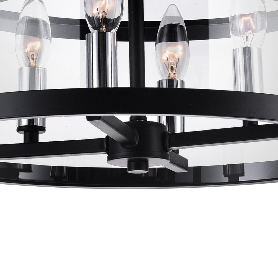 MIETTE 4 LIGHT CAGE FLUSH MOUNT WITH BLACK FINISH