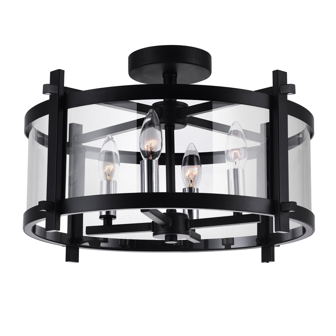 MIETTE 4 LIGHT CAGE FLUSH MOUNT WITH BLACK FINISH