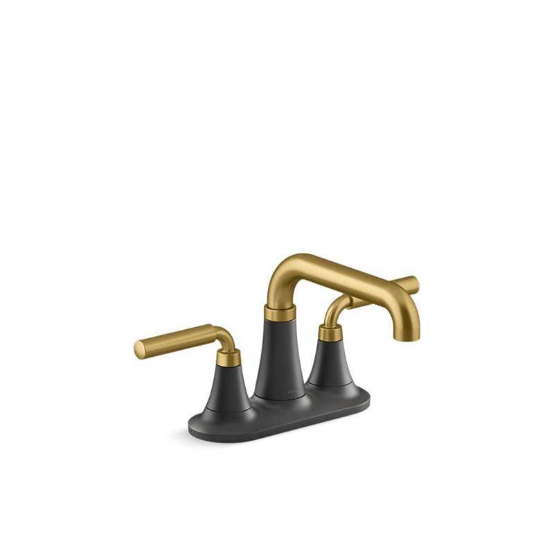 Kohler Tone Centerset bathroom sink faucet, 1.0 gpm Matte Black With Moderne Brass Finish