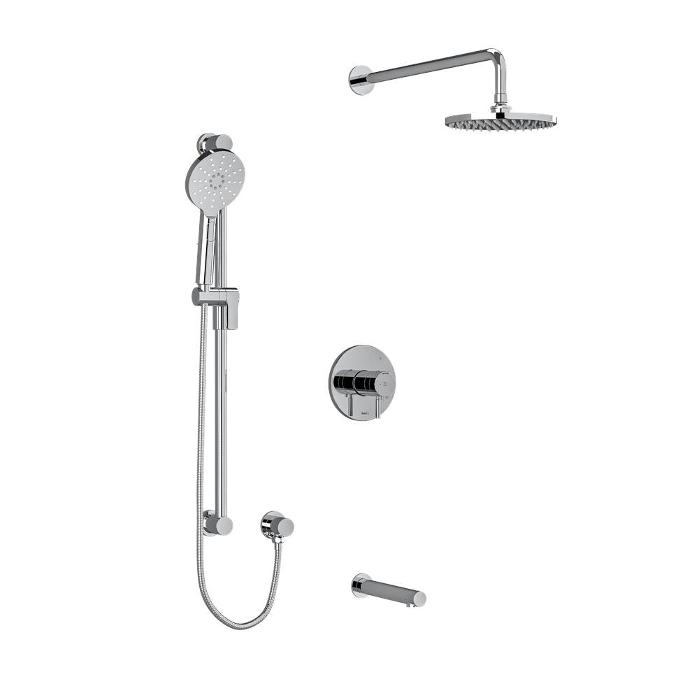 Riobel Type T/p (Thermostatic/pressure Balance) 1/2'' Coaxial 3-way System With Hand Shower Rail, Shower Head And Spout