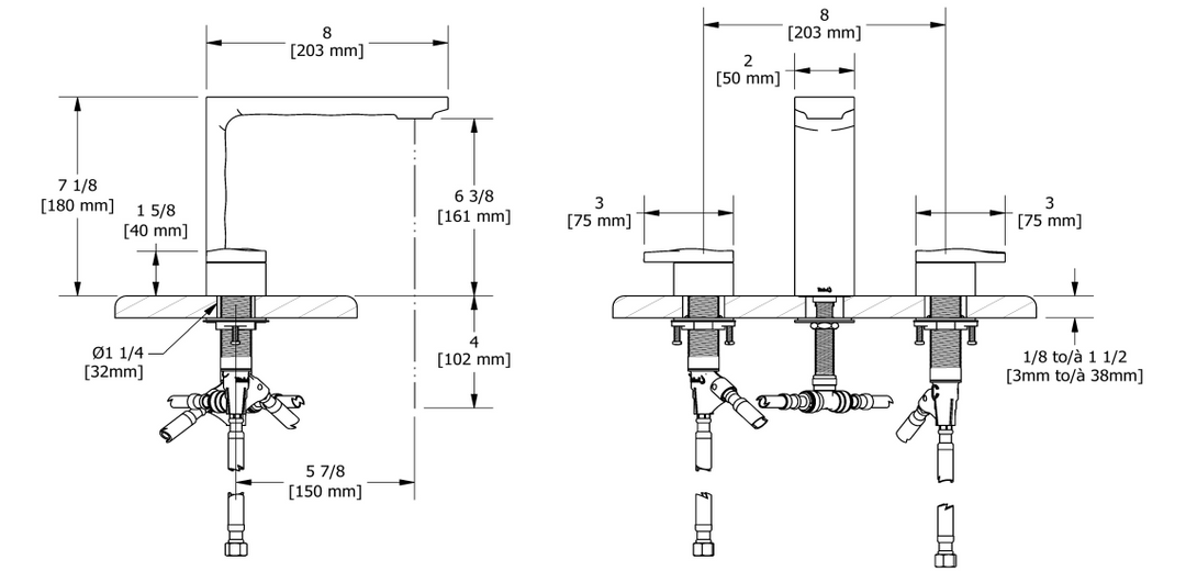 Riobel 8'' Reflet Widespread Lavatory Faucet