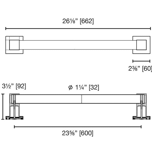 LaLoo Canada Square 24'' Safety Bar (ADA) - Chrome